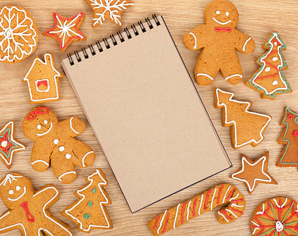 istock Blank notepad with christmas gingerbread cookies 457766119