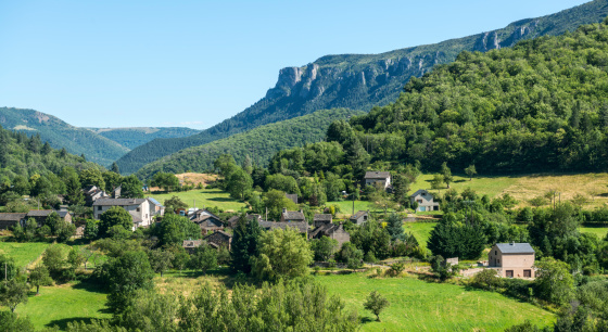 Parc des Cevennes (Gard, Languedoc-Roussillon, France): mountain landscape at summer, small village