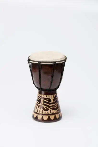 African djembe drum on a white background