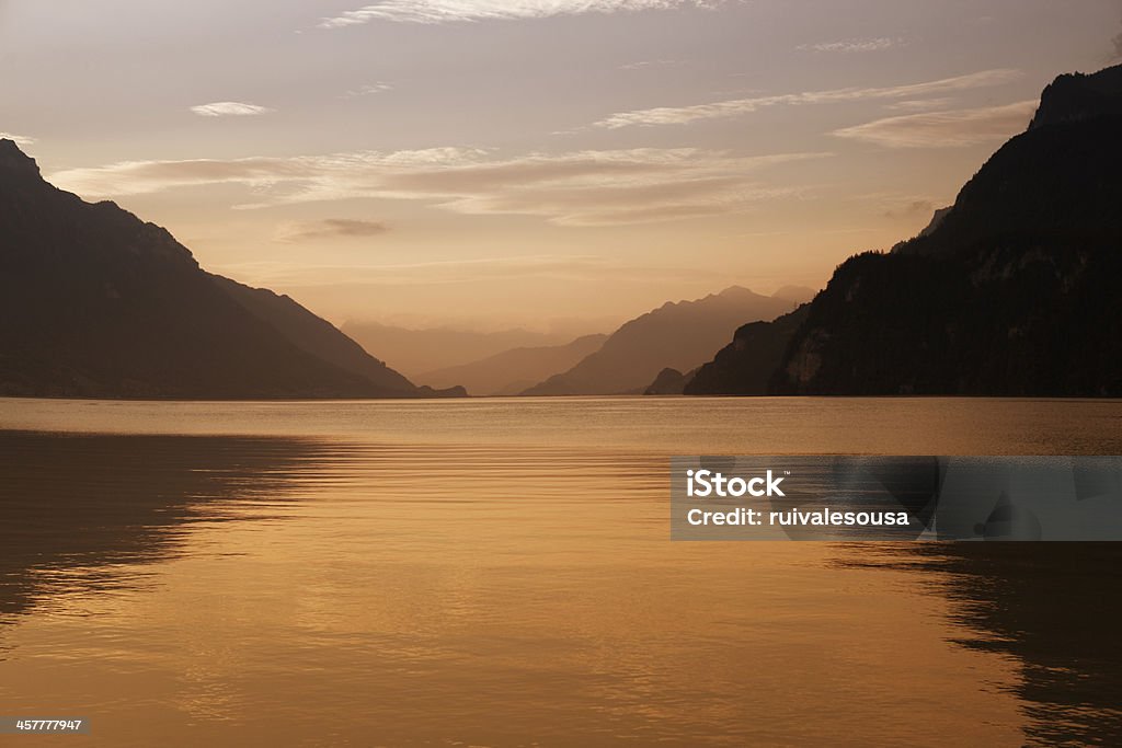 Suíça Lago sunset - Royalty-free Alpes Europeus Foto de stock