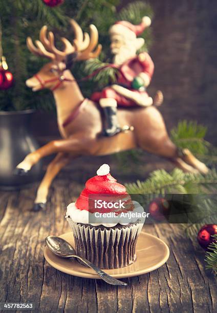 Christmas Cupcake Stock Photo - Download Image Now - Baked, Baked Pastry Item, Branch - Plant Part