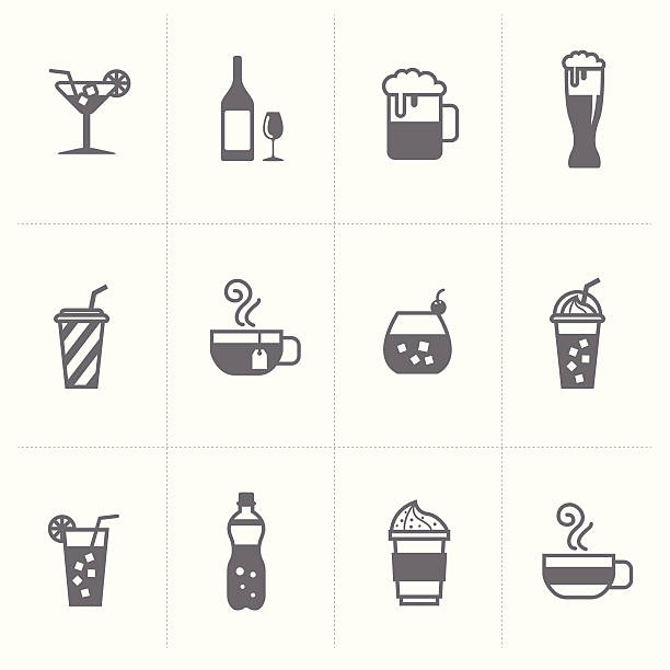 ilustrações, clipart, desenhos animados e ícones de bebidas e cervejas conjunto de ícones - 2498