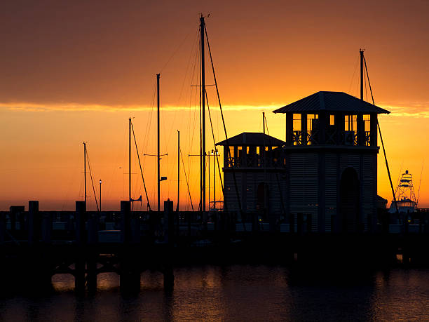 Gulfport Marina paisagem ao nascer do sol - foto de acervo