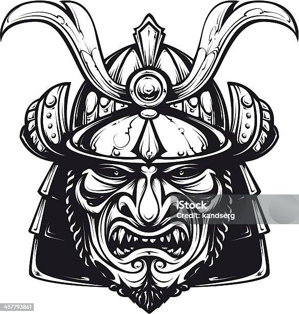 Samurai Mask Clipart Stock Illustration - Download Image Now - Anger, Art And Craft, Asian Culture