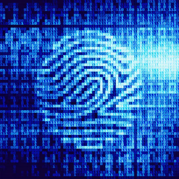 Vector illustration of Close up of digital fingerprint