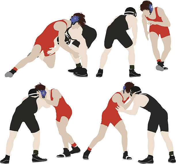 ilustrações de stock, clip art, desenhos animados e ícones de wrestlers - wrestling sport two people people