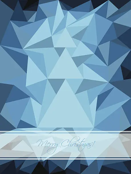 Vector illustration of Blue christmas greeting with abstract tree