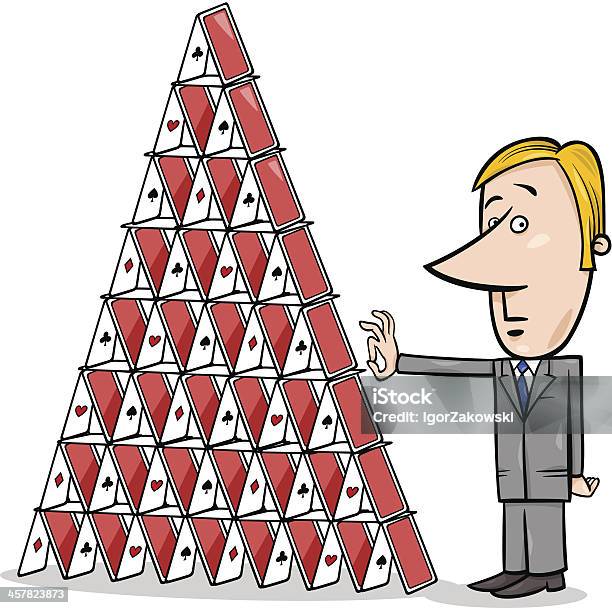 Businessman And House Of Cards Cartoon Stock Illustration - Download Image Now - House of Cards, Collapsing, Activity