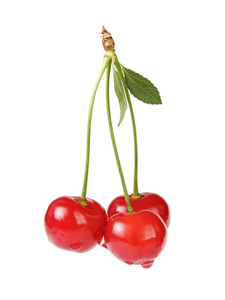 istock ripe cherries with stem and leaves 457824705