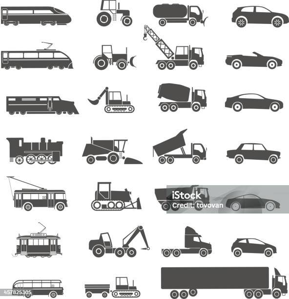 Modern And Retro Transport Silhouettes Stock Illustration - Download Image Now - Bus, Retro Style, Icon Symbol