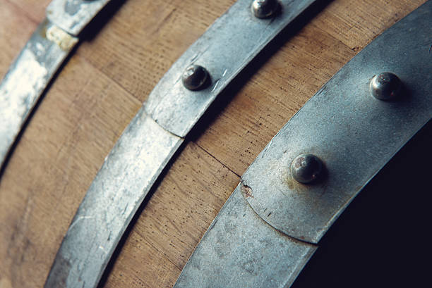 Detail of an aged wine barrel stock photo