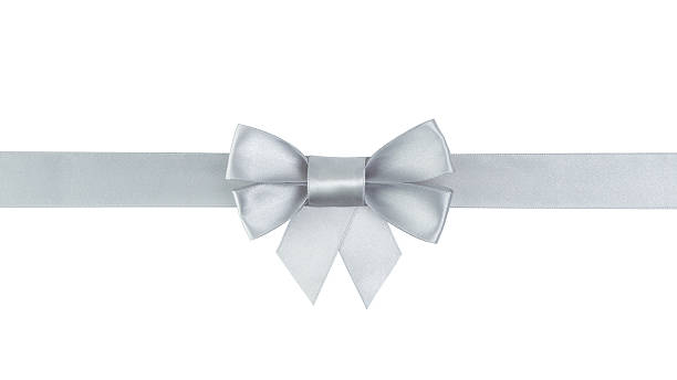 istock silver ribbon bow with tails border 457827039