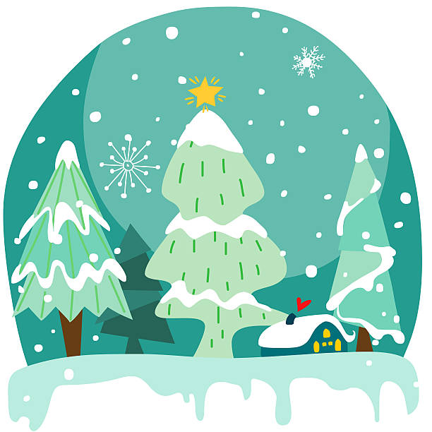 Cabines de forêt d'hiver cartes de Noël, Carte de voeux et d'anniversaire - Photo