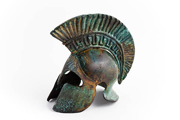 istock Side profile of an antique rusted Trojan Helmet 457843887