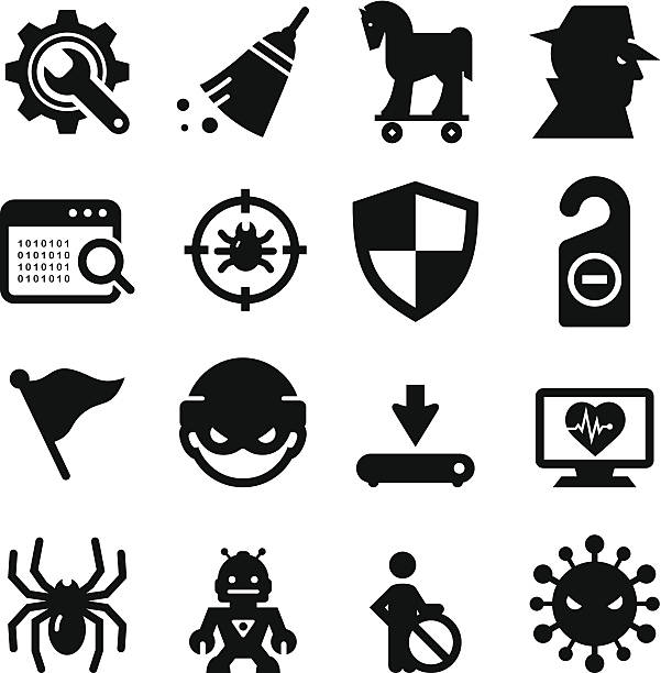 Spyware and Malware Icons - Black Series Professional clip art for your print or Web project. See more icons in this series. trojan horse stock illustrations