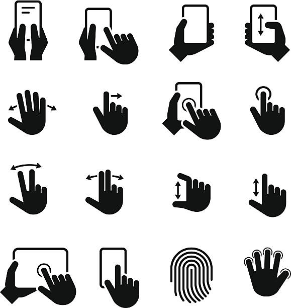 stockillustraties, clipart, cartoons en iconen met hand gestures icons - black series - phone hand thumb