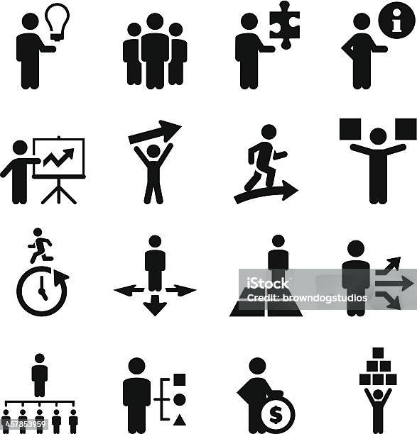 Business People Icons Black Series Stock Illustration - Download Image Now - Icon Symbol, Footpath, Occupation