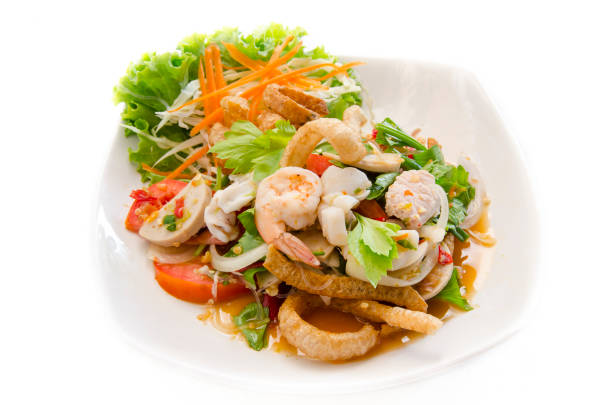 istock Thai vermicelli and seafood dress salad 457855727
