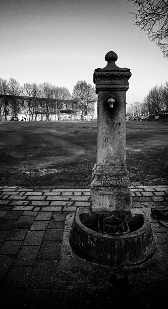 Cobwebs on an old metal gate entrance to a nearby churchyard and church. In view, in the background is the entrance to the church itself and distant graves to the right of the image.