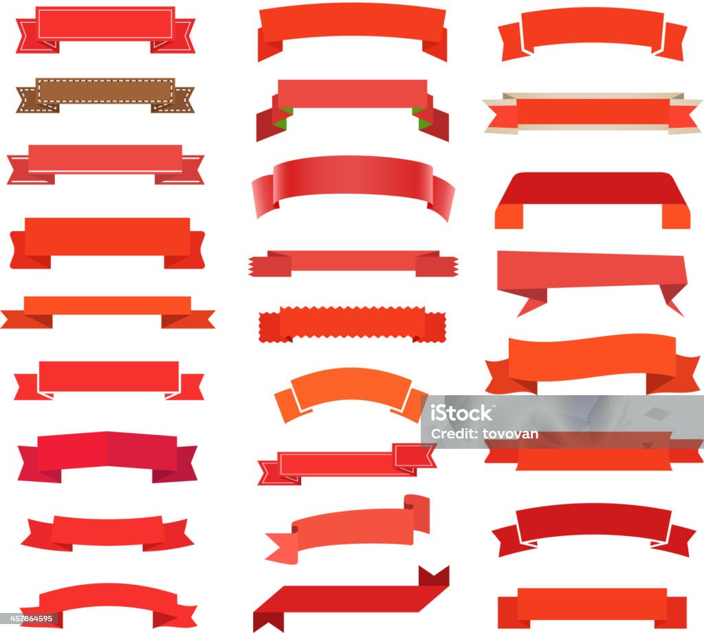 Different retro style red ribbons Different retro style red ribbons set isolated on white. Ready for a text Art stock vector