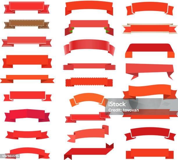 Different Retro Style Red Ribbons Stock Illustration - Download Image Now - Art, Art And Craft, Award Ribbon