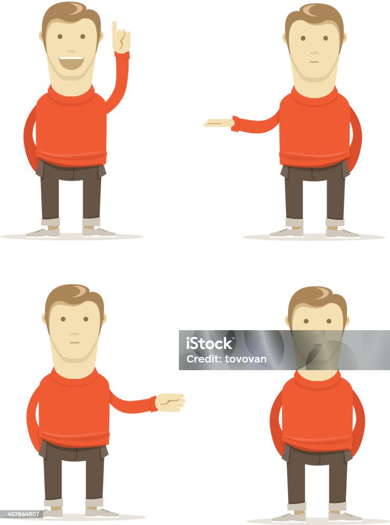 Hombre joven en diferentes poses - arte vectorial de Jersey de cuello alto libre de derechos