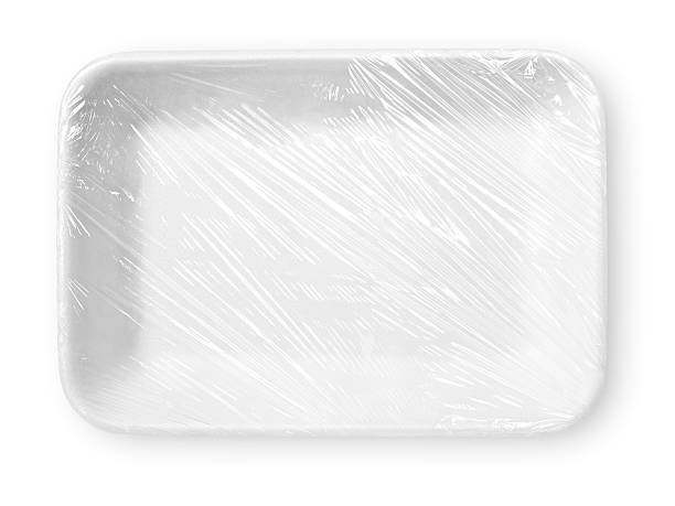 enrolado branco esferovite bandeja de comida - plastic tray imagens e fotografias de stock