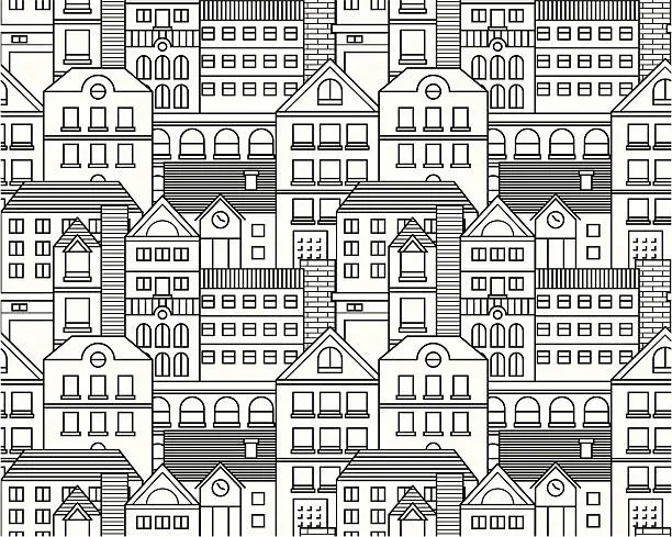 Vector illustration of Vector city seamless pattern