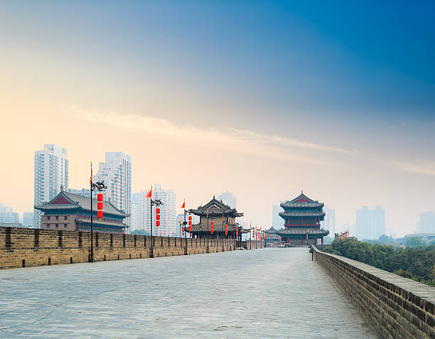 istock xian city wall with tower at dusk 457874025