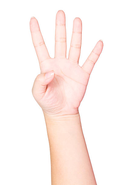 istock Woman hand holding four fingers 457879743