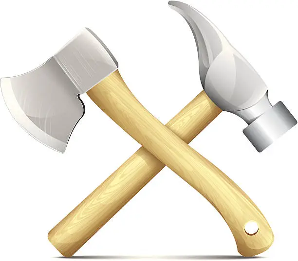 Vector illustration of Hammer And Ax