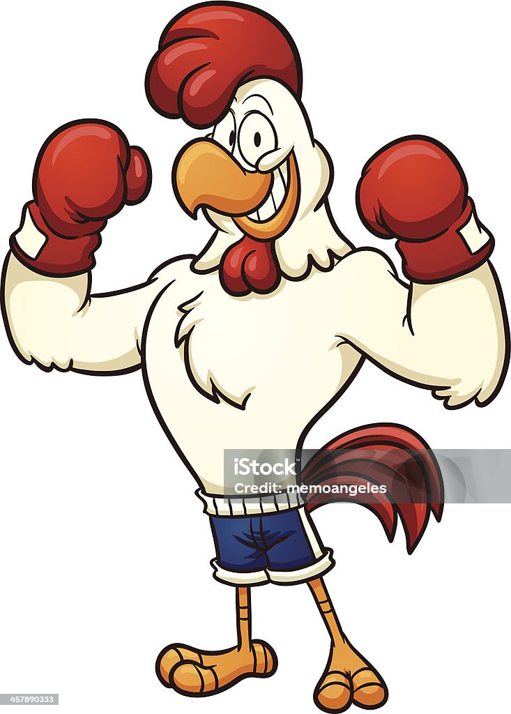 Boxing chicken Clip art of a boxing chicken. Vector cartoon illustration with simple gradients. All in a single layer. Boxing - Sport stock vector