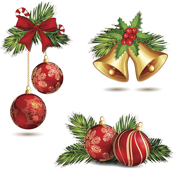 ilustraciones, imágenes clip art, dibujos animados e iconos de stock de decoración de navidad aislado. - christmas decoration