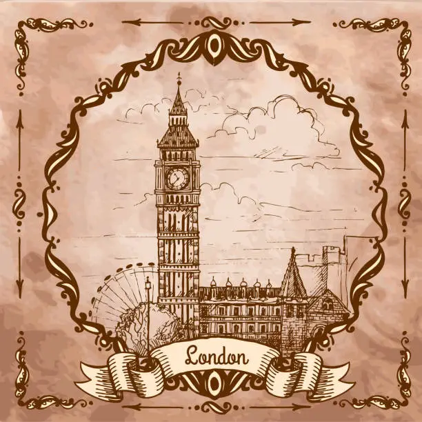 Vector illustration of Bigben in London.