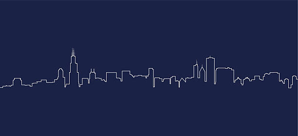 skyline von chicago - stadtansicht stock-grafiken, -clipart, -cartoons und -symbole
