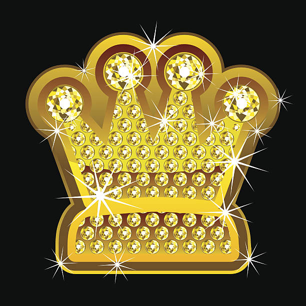 желтый блестящий crown с бриллиантами - bling bling stock illustrations