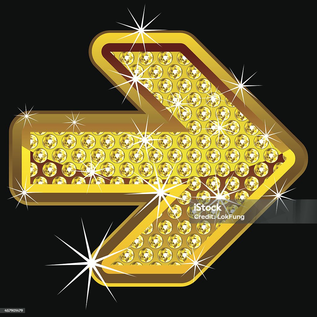 Giallo brillante freccia con diamanti - arte vettoriale royalty-free di Bling bling