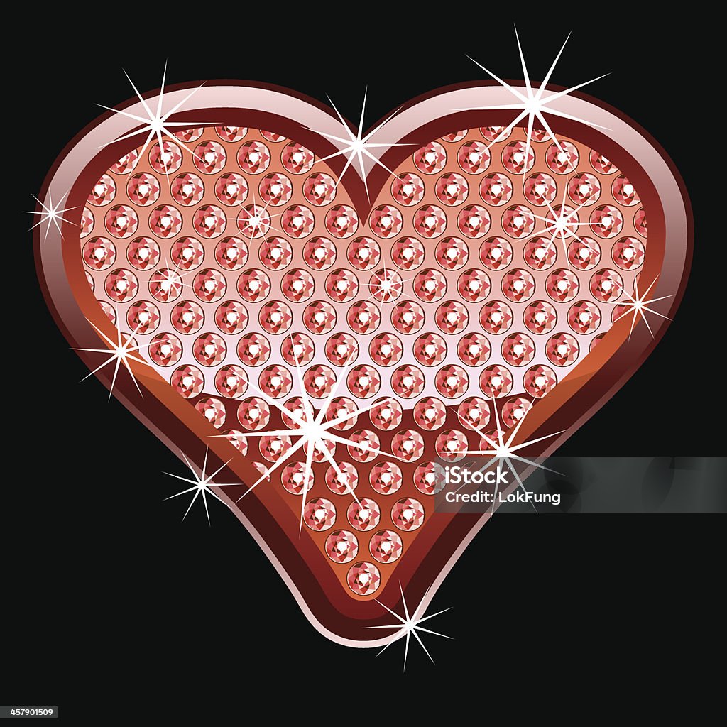 Красное сердце формы с бриллиантами - Векторная графика Алмаз роялти-фри