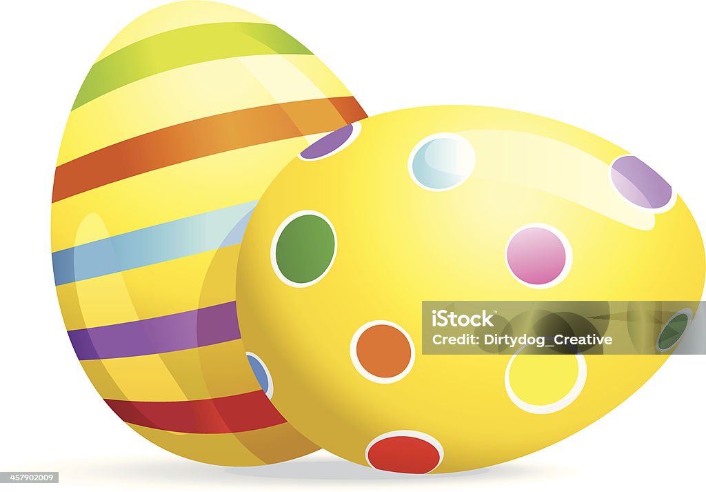 Spotted i pasy malowane Wielkanoc jaja - Grafika wektorowa royalty-free (Czerwony)