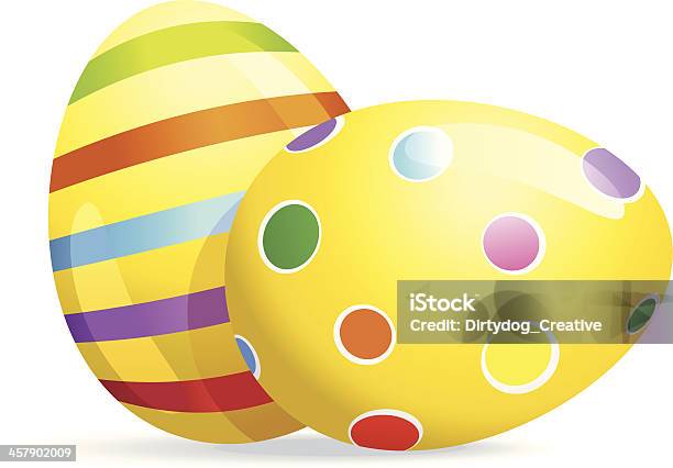 Spotted I Pasy Malowane Wielkanoc Jaja - Stockowe grafiki wektorowe i więcej obrazów Czerwony - Czerwony, Dwa przedmioty, Grafika wektorowa
