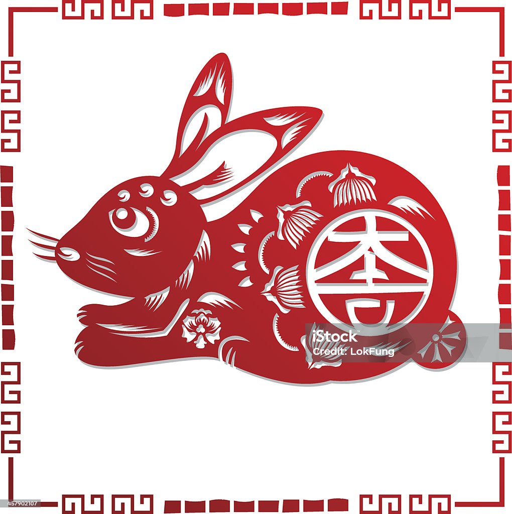 Chinese Rabbit Papercut Pattern Paper Cut In Rabbit Shape Stock Illustration - Download Image Now ...