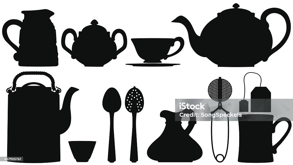 Chá Teapots e acessórios - Royalty-free Bule de Chá arte vetorial