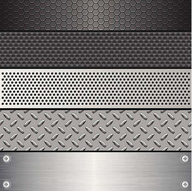 Metallic Texture Set (Pattern) A Metallic Texture Set illustration. All elements are separate. No transparent and mesh layer. Hi-Res jpeg included. Very hight detailed. diamond plate stock illustrations