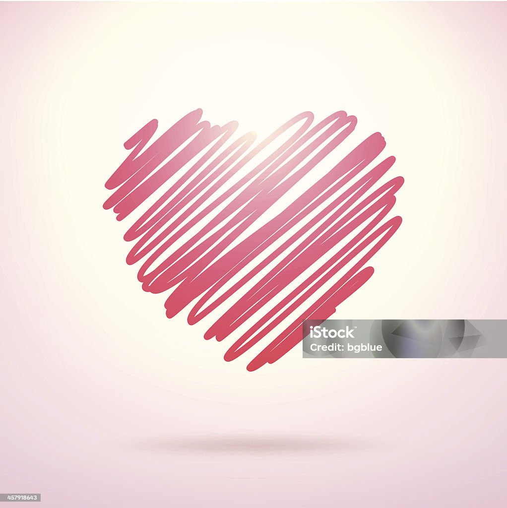 Scribbled cœur sur fond brillant - clipart vectoriel de Gribouillage libre de droits