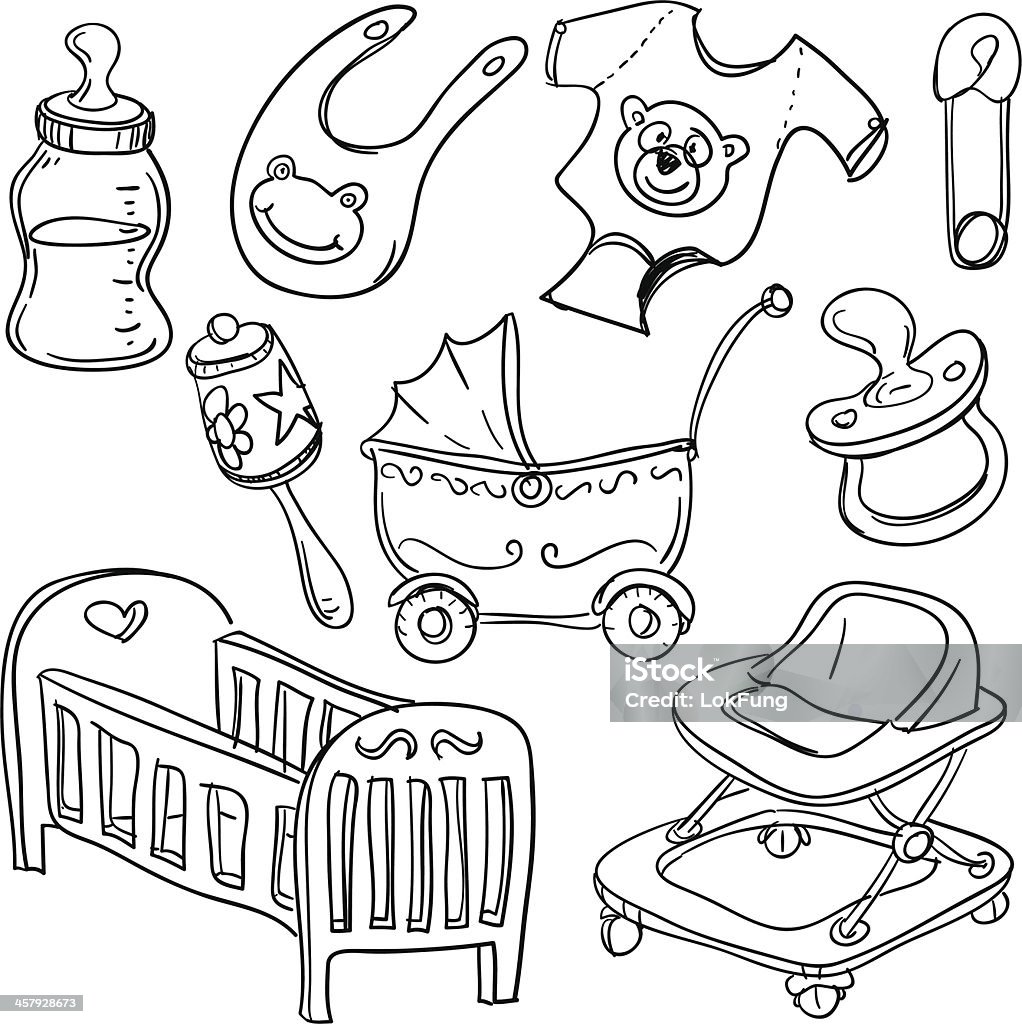 Bébé de produits de croquis style - clipart vectoriel de Griffonnage libre de droits