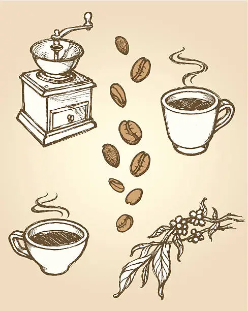 Vector illustration of Coffee Sketch Set