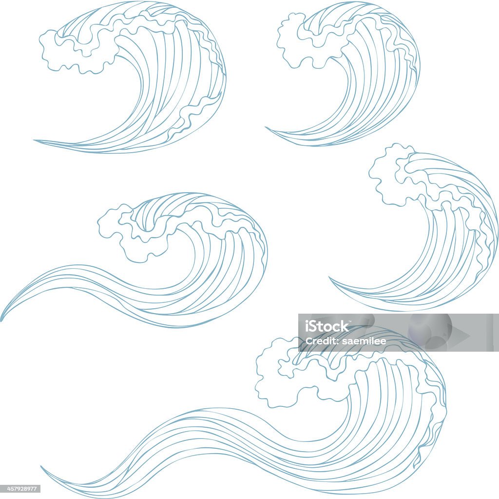 Hand drawn waves Blue hand drawn Waves.  Wave - Water stock vector