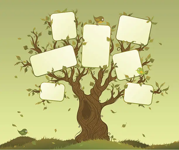 Vector illustration of Blank tablets on a tree