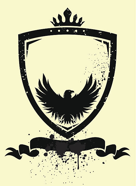 ilustrações de stock, clip art, desenhos animados e ícones de eagle e shiled - coat of arms shield grunge sign