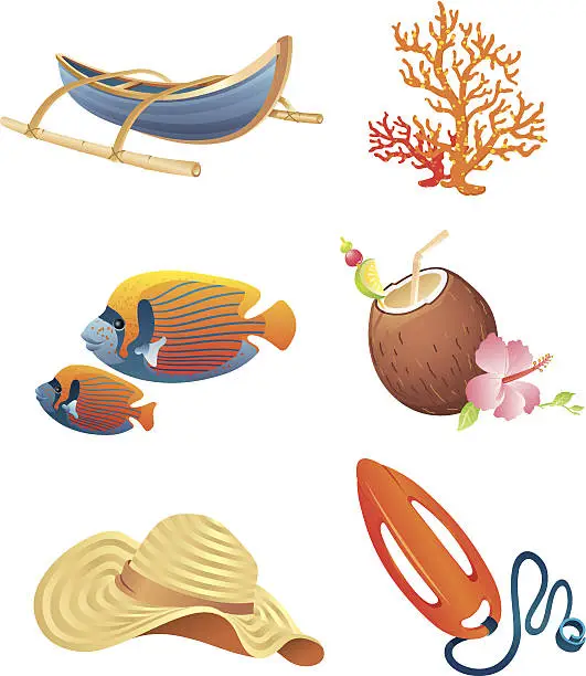 Vector illustration of Beach Life Icons